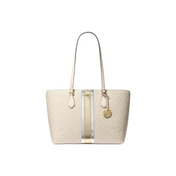 MICHAEL KORS Coated Canvas Tote Bag, Shopping Bag, Handbag, Shoulder Bag Tubas Women's Light Gold