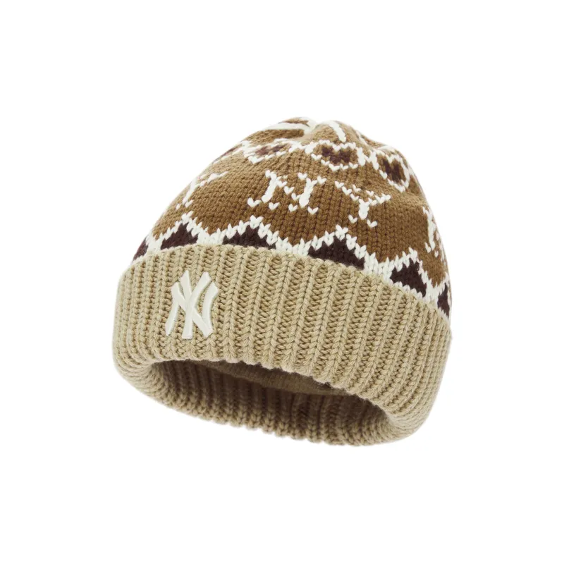 MLB Contains Wool Knitted Beanie Hat Unisex Brown-2