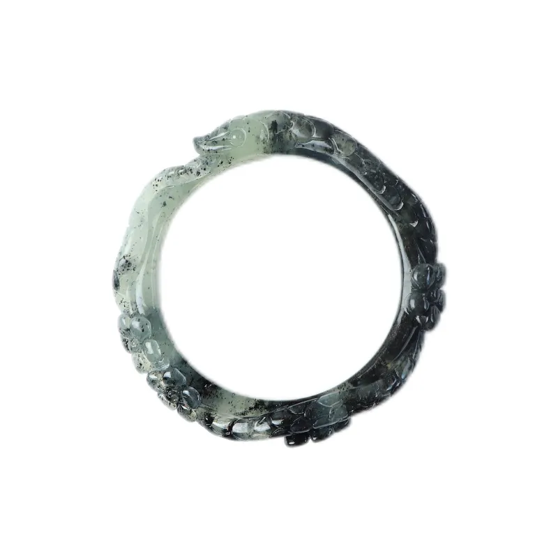 South Asia Natural Serpentine Jade Bangles Unisex-4