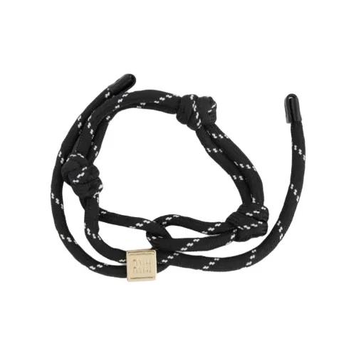 MIU MIU Nylon Metal Leather Wristbands Men's Black