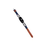 Deep Blue & Brown/Bracelet Style-T-Shaped Metal Patchwork Cut-Out Denim Leather Strap