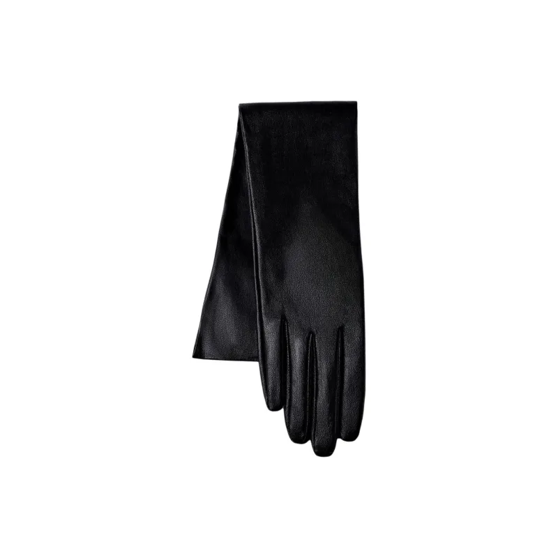 ZARA Sheepskin Cotton Elastane Other Gloves Women's Black-2