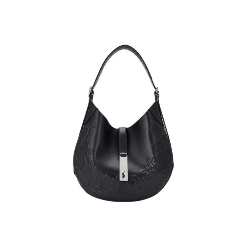 Polo Ralph Lauren Polo ID Cow Leather Portable Crossbody Bag Shoulder Bag Small Size Women's Black-0