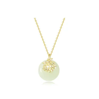 ORTAFFA Hetian Jade Necklaces Pale Greenish White Jade Women's