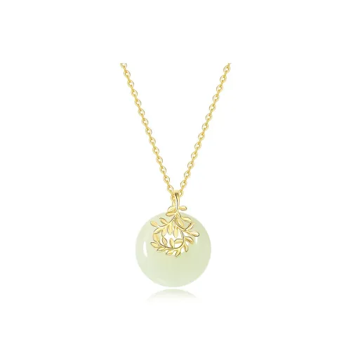 ORTAFFA Hetian Jade Necklaces Pale Greenish White Jade Women's