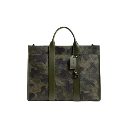 COACH Coated Canvas Handbag Large Size Men's Green Camouflage