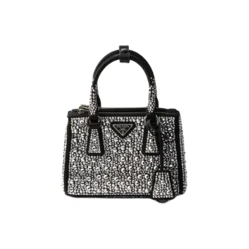 PRADA Fabric Shoulder Bag Crossbody Bag Handbag Mini Women's Metallic Silver