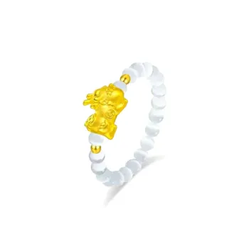 D.K.X Glass Cat Eye Jade Rings Unisex