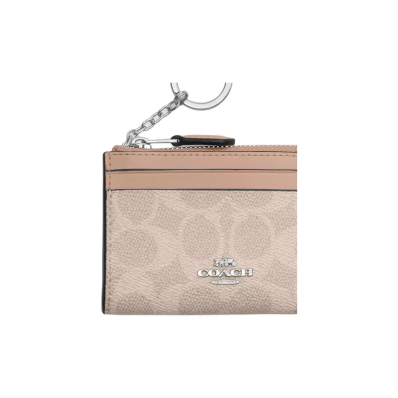 COACH Mini Id Skinny Coated Canvas Card Holder Mini Women's Sand-2