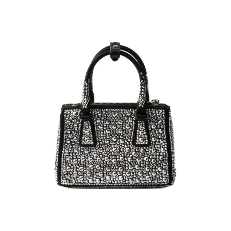 PRADA Fabric Shoulder Bag Crossbody Bag Handbag Mini Women's Metallic Silver-3
