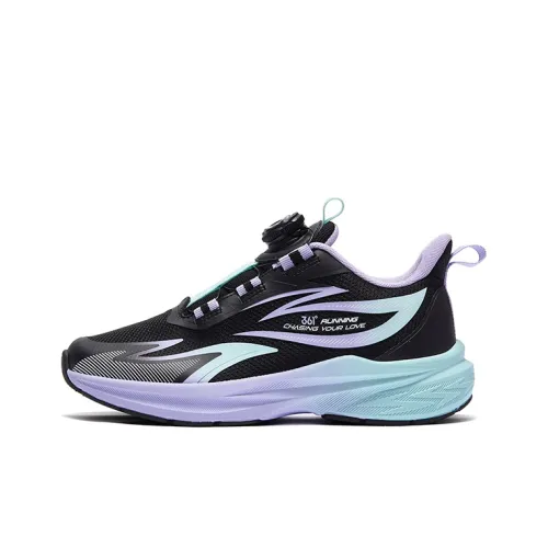 361°KIDS Hayate 1.0 Slip Resistant Cushioning Abrasion Resistant Low Top Kids' Running Shoes Black Purple Teenagers