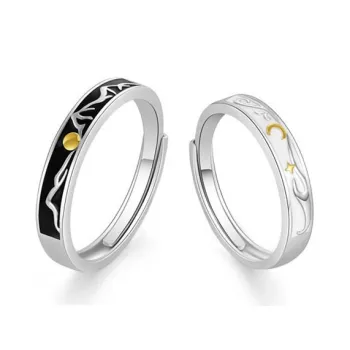 KING OF BLING 925 Sterling Silver, Oil Drip Rings Women's Good Luck