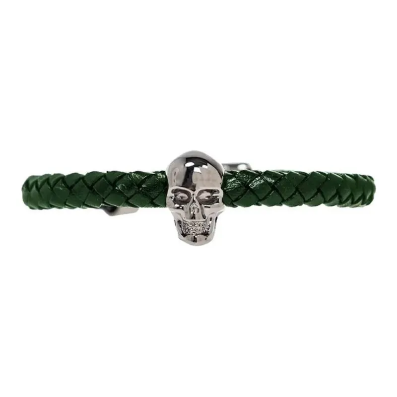 Alexander McQueen Leather Bracelets Unisex Green-0