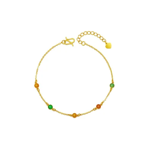 Green Solid Gold Enamel Dopamine Bracelet Solid Gold 999 Priced In Gram Gold Bracelet Unisex