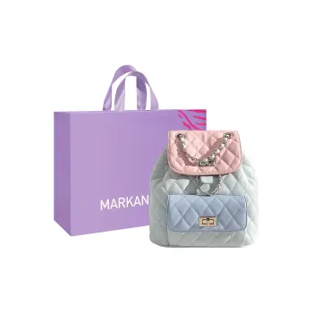 MARKANGARO PU Backpacks Medium Size Women's White Black Pink