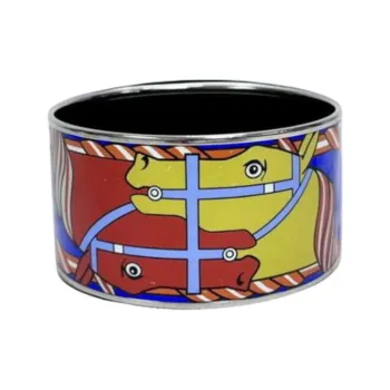 HERMES Enamel Metal Bangles Women's Red