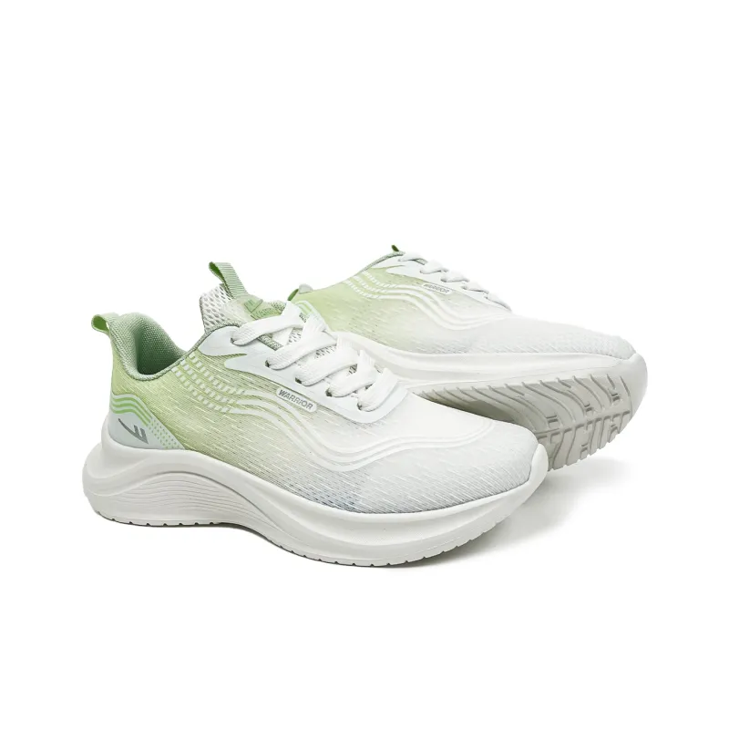 Warrior Cushioned Slip-Resistant Abrasion-Resistant Low-Top Running Shoes Women's White Green-3