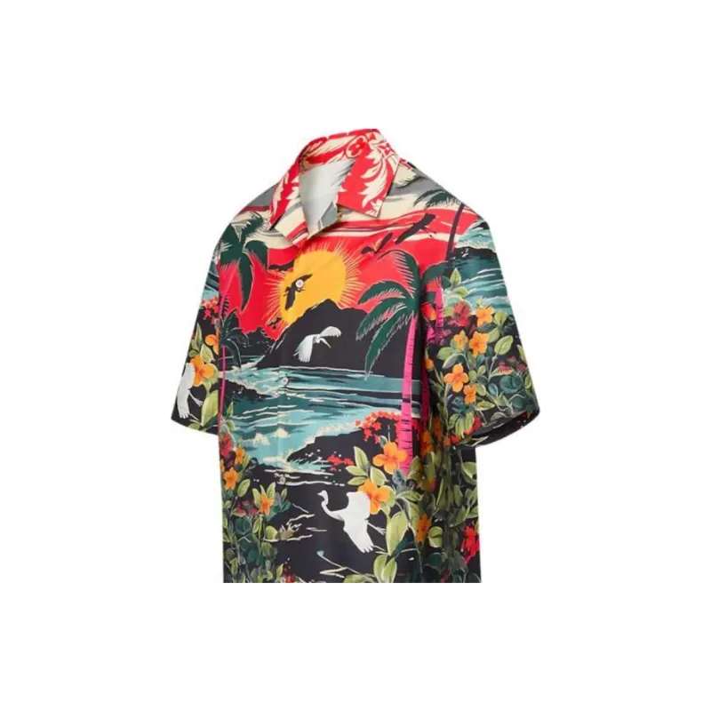LOUIS VUITTON Printed Short Sleeved Cotton Shirt-6