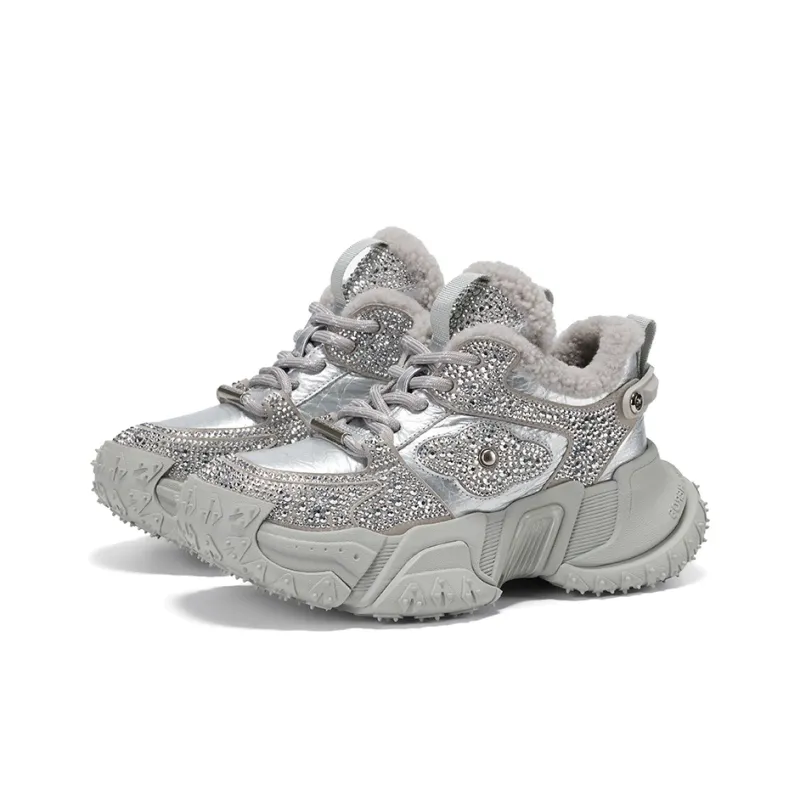GG CC Chunky Sneakers Women's Low Top Black/Silver-7