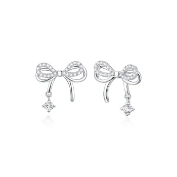 FANCI S925 Silver With Zircon Stud Earrings Women's