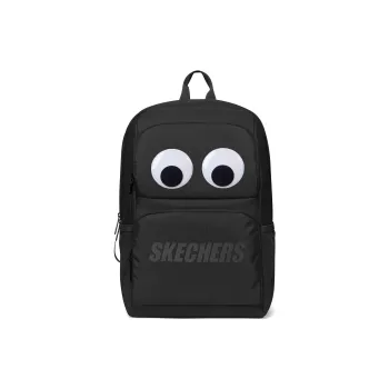 Skechers Fabric Big Eyes Backpack Regular Unisex Carbon Black, Large Eyes, Individually Packaged