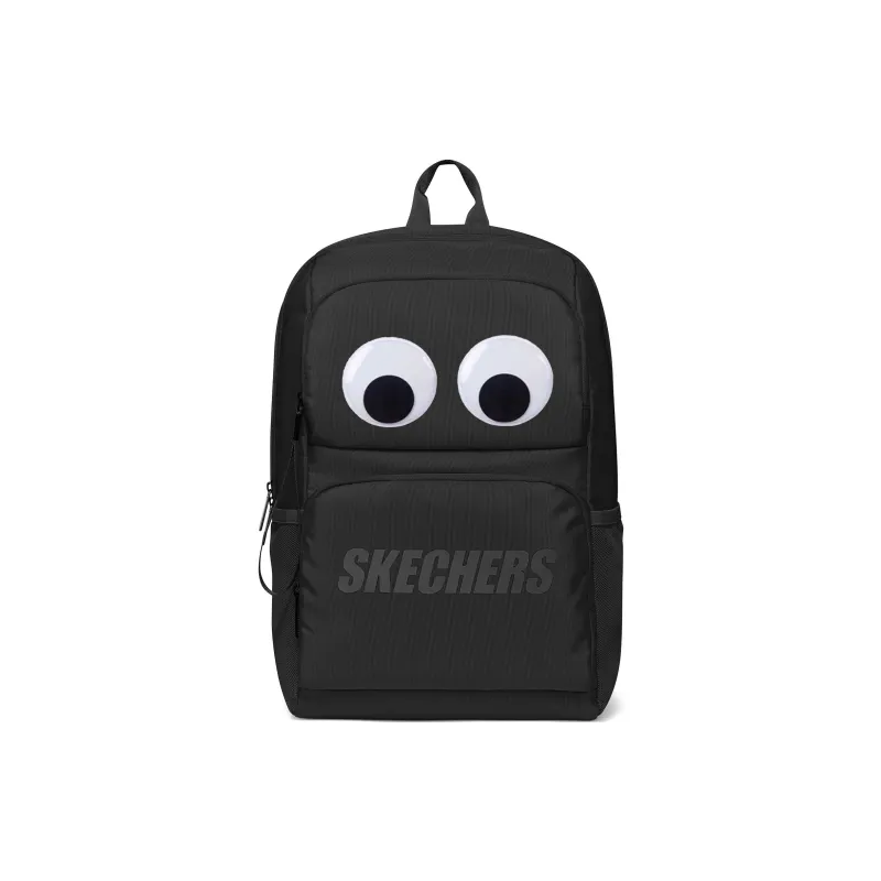 Skechers Fabric Big Eyes Backpack Regular Unisex Carbon Black, Large Eyes Stickers Packaged Individually-0