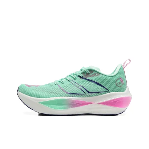 DUANGOU Cushioning Anti Slip And Wear Resistant Low Top Marathon Sports Running Shoes Unisex Green/Lotus Nighttime