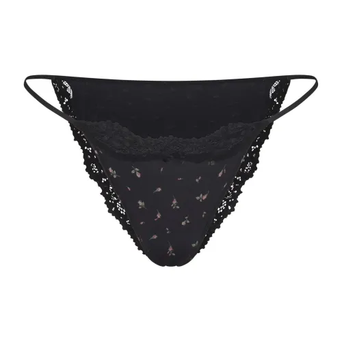 SKIMS FW24 FITS EVERYBODY LACE STRING BIKINI Underpants Women's 1 Pack ONYX ROSEBUD PRINT/Agate Rose Lily Print