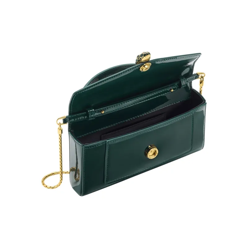 BVLGARI Serpenti Forever Calfskin Shoulder Bag Crossbody Bag Handbag Micro Women's Green-2