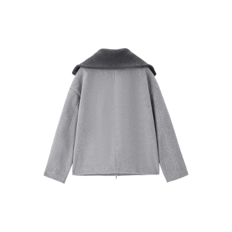 UNIQLO Coat Women's Light Gray Contrast Gray-1