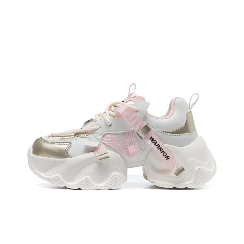 Warrior Warm Anti Slip And Wear Resistant Low Top Chunky Sneakers Women's Beige Gold-0