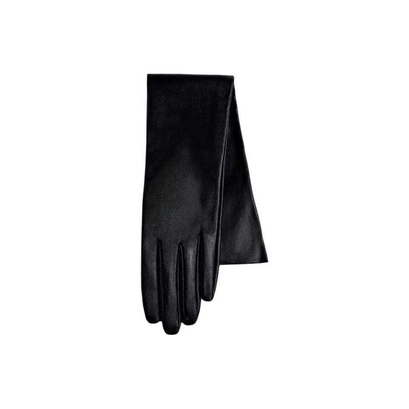 ZARA Sheepskin Cotton Elastane Other Gloves Women's Black-1