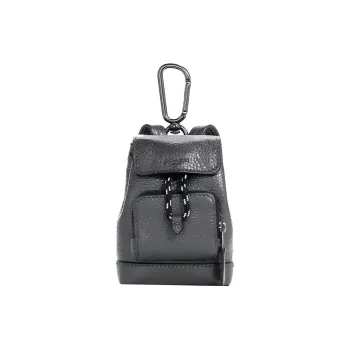 COACH Bag Charm Pebbled Leather Backpack Styling Bag Accessory Unisex Silver