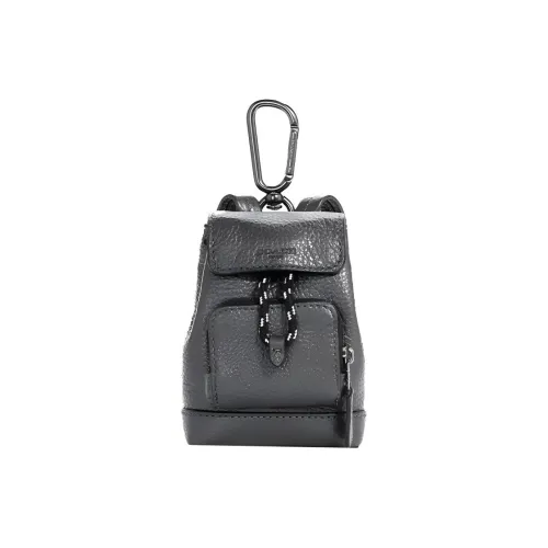 COACH Bag Charm Pebbled Leather Backpack Styling Bag Accessory Unisex Silver