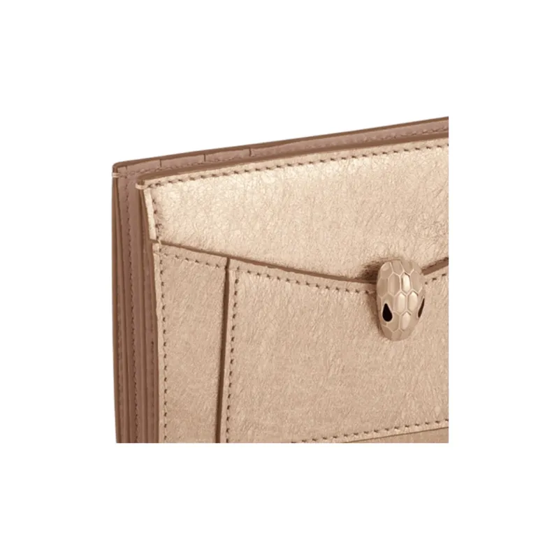 BVLGARI Serpenti Forever Calfskin Wallet Women's Light Gold-3
