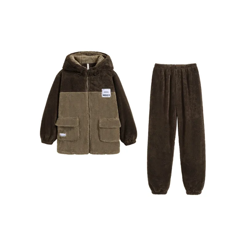 QINZUIMAO Pajama Set Men's Tea Brown-0