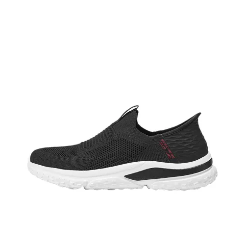 Skechers Slip Ins Slip Resistant Breathable Low Top Casual Shoes Men's Black Red