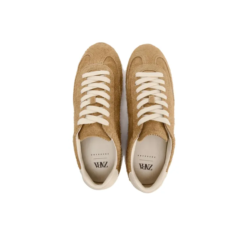 ZARA Wear-Resistant Low-Top Casual Shoes Women's Brown Yellow-3