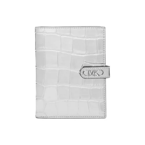 MICHAEL KORS Leather Passport Holder Wallet Women's Silver