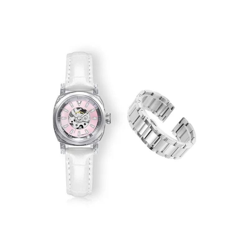 ORCO Automatic Mechanical Movement Watch Women's Watch Pink Watch Dial-0