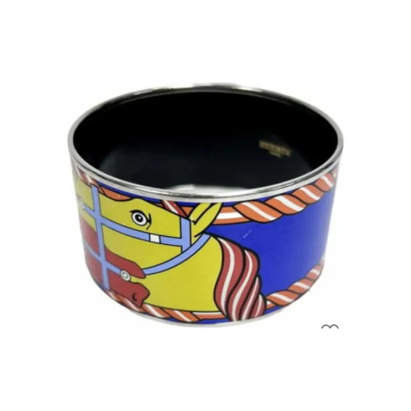 HERMES Enamel Metal Bangles Women's Red-3