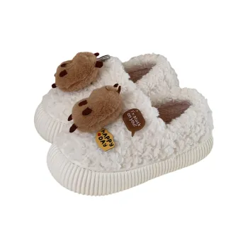 Thin Strips Cotton Slippers Women's, White