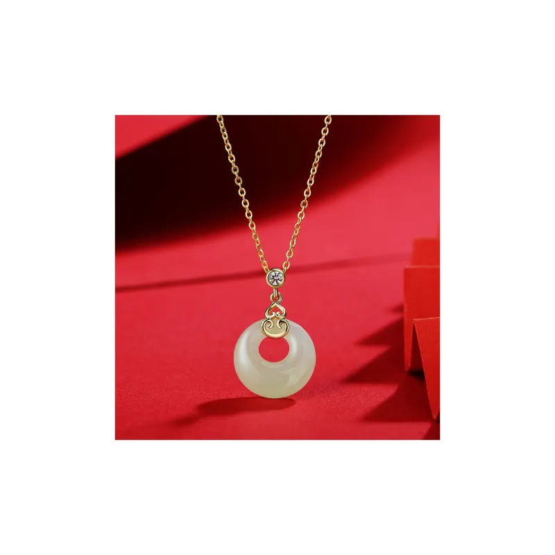 ORTAFFA Hetian Jade Necklaces Pale Greenish White Jade Unisex-1
