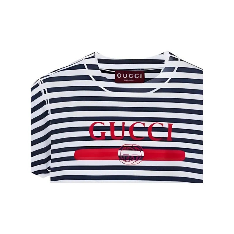 GUCCI Logo Printed Striped T Shirt-4