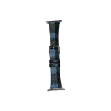 Blue Black/Grid Pattern Plush Leather