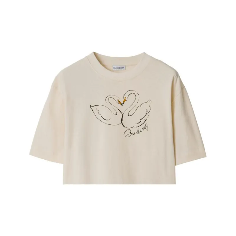 Burberry Swan Cotton T shirt-4