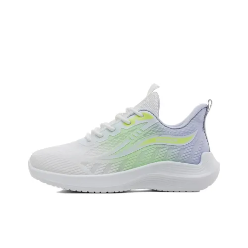 Warrior Lightweight Rebound Abrasion Resistant Low Top Long Distance Running Shoes Women's White Yellow Purple