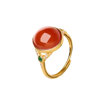 Honglangji S925 Silver Southern Red Agate Rings Women's