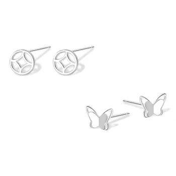KUMET Sterling Silver Stud Earrings Women's Couple Birthday Anniversary Gift