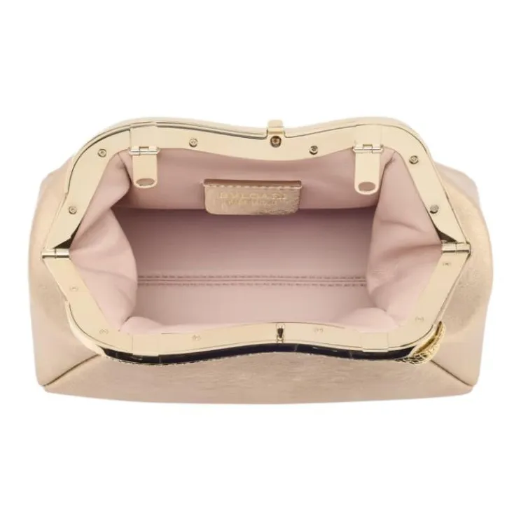 BVLGARI Serpentine Calfskin Clutch Small Size Women's Light Gold-2